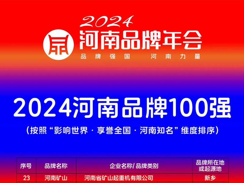 穩(wěn)居百強(qiáng)，行業(yè)引領(lǐng)｜河南礦山榮登“河南品牌100強(qiáng)”榜單